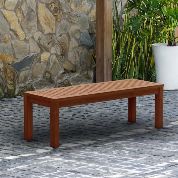 Cooper 53 in. Eucalyptus Backless Patio Bench