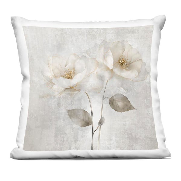 Stupell Industries Blooming Roses Bunch Off-White Abstract Polyester 18 in. x 18 in. Throw Pillow