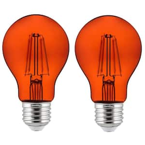 60-Watt Equivalent A19 Dimmable Filament E26 Medium Base LED Light Bulb in Orange (2-Pack)