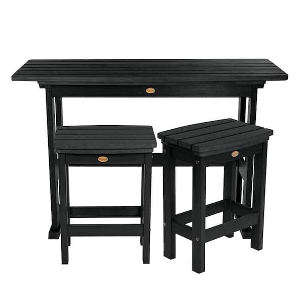 Highwood Lehigh Black 3-Piece Plastic Rectangular Counter Height Outdoor Dining Set