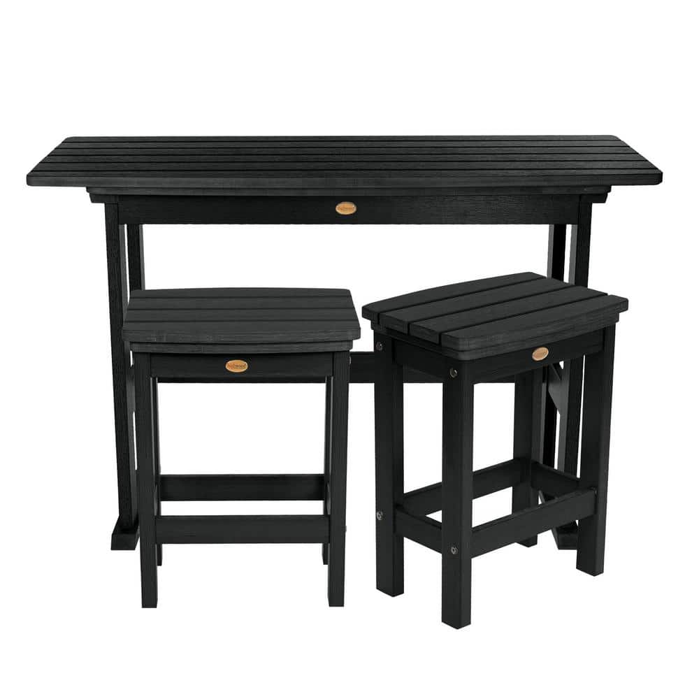 Highwood Lehigh Black 3-Piece Plastic Rectangular Counter Height Outdoor Dining Set -  AD-KITBALC1-BKE