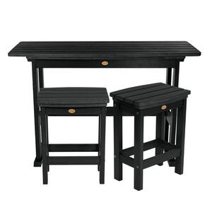 Lehigh Black 3-Piece Plastic Rectangular Bar Height Outdoor Dining Set
