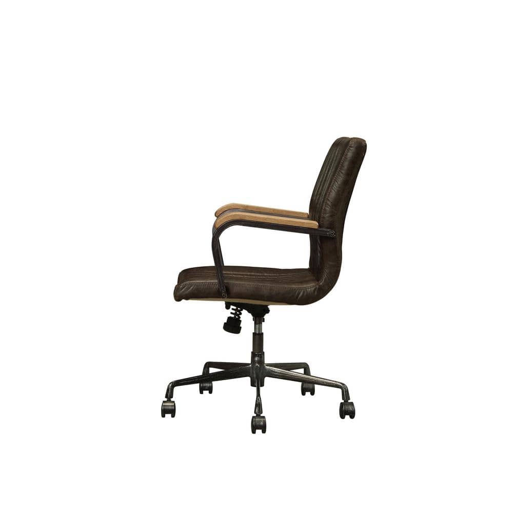 Joslin Brown Leather Swivel Executive Chair with Metal Base