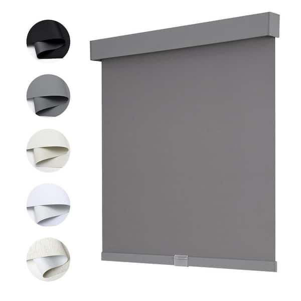 Blackout Cordless Roller Shades, Cordless, Thermal Insulated, Polyester, UV Protection, Gray, 35 in. W x 75 in. L