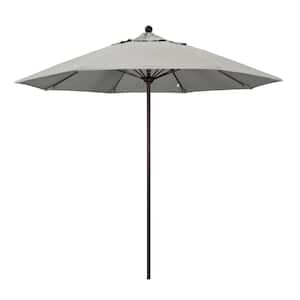 9 ft. Bronze Aluminum Commercial Market Patio Umbrella with Fiberglass Ribs and Push Lift in Granite Sunbrella