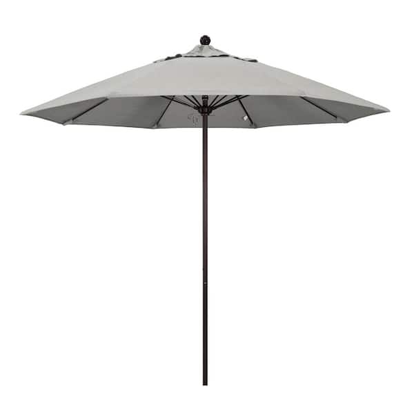 California Umbrella 9 ft. Bronze Aluminum Commercial Market Patio Umbrella with Fiberglass Ribs and Push Lift in Granite Sunbrella