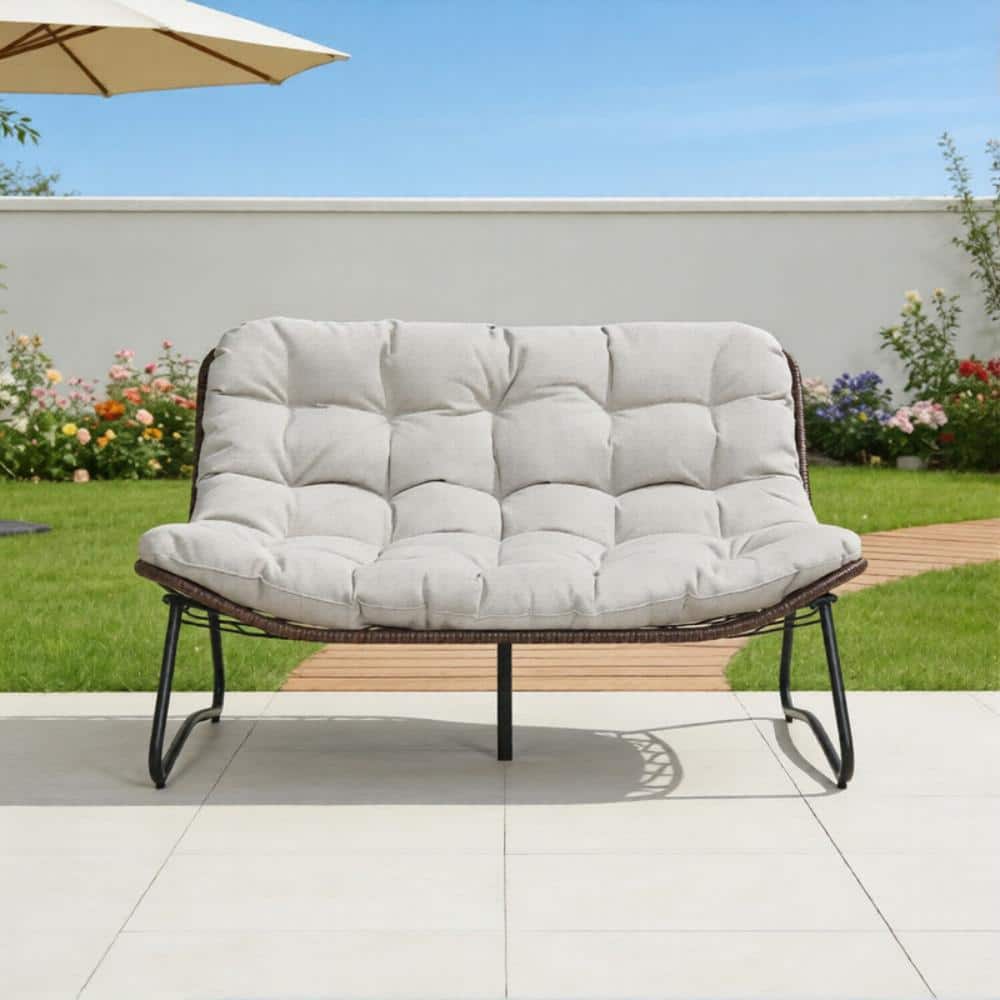 Outdoor Wicker Patio Loveseat Glider Bench with Thick Luxury Cushions, All-Weather Patio Furniture for Garden price history on PriceWatchPro