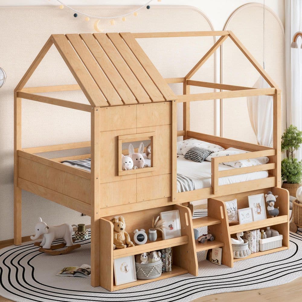 Pink Twin Wood Loft Bed with Multi-storage Bookcases,desk and Blackboard price history on PriceWatchPro