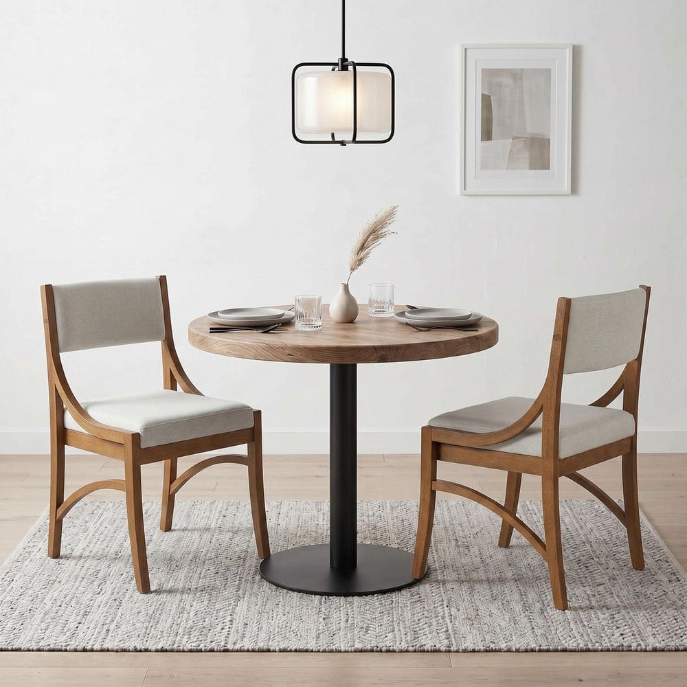 Liam Modern Beige and Walnut Wood Fabric Upholstered Dining Chair with Curved Back, (Set of 2) price history on PriceWatchPro