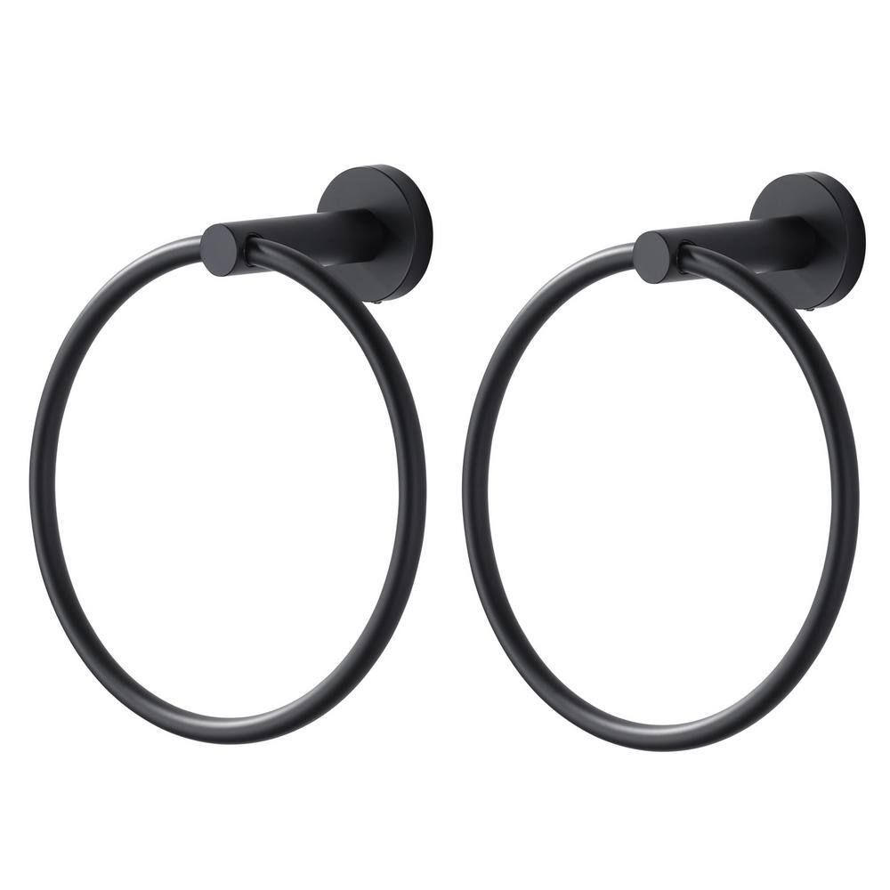2-Piece Wall Mounted Round Closed Towel Ring Bath Hardware Accessory in Matte Black price history on PriceWatchPro