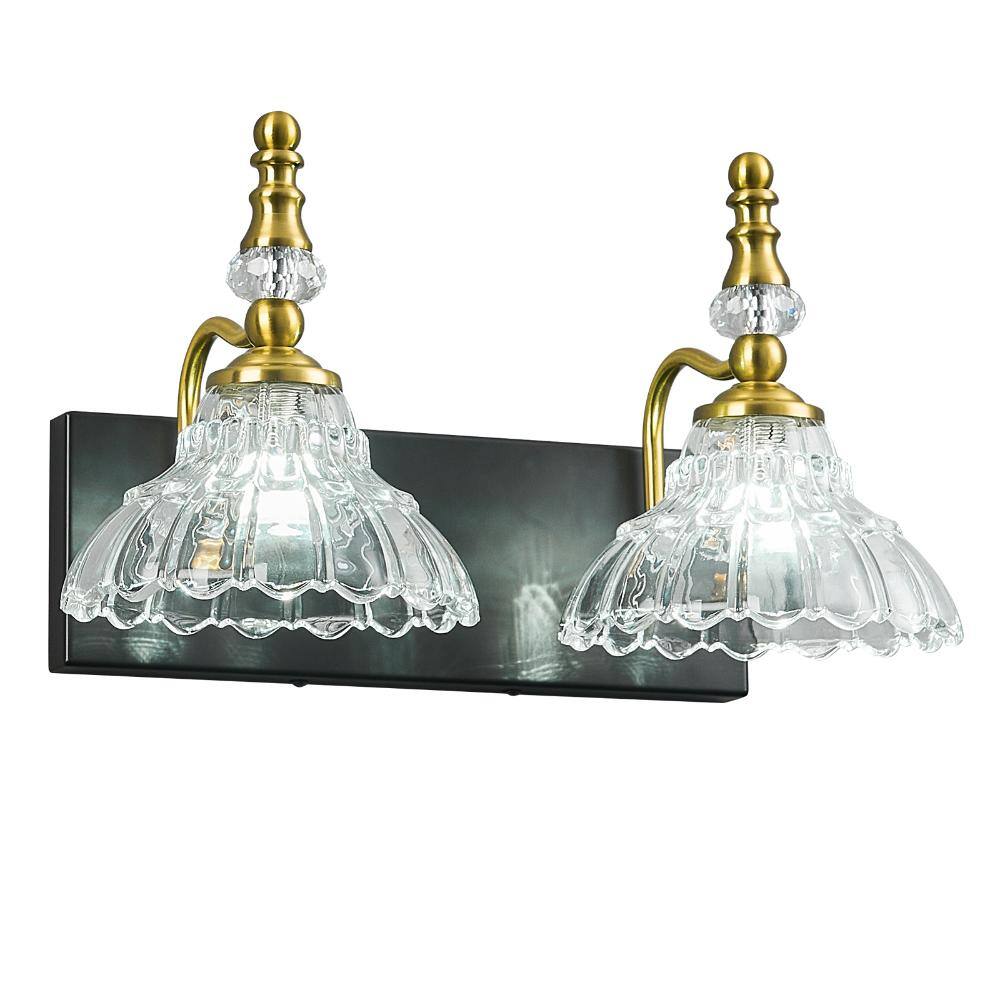 15.75in 2-Light Black Gold with Flower Glass Shade Vanity Lights Suitable for Bathroom price history on PriceWatchPro