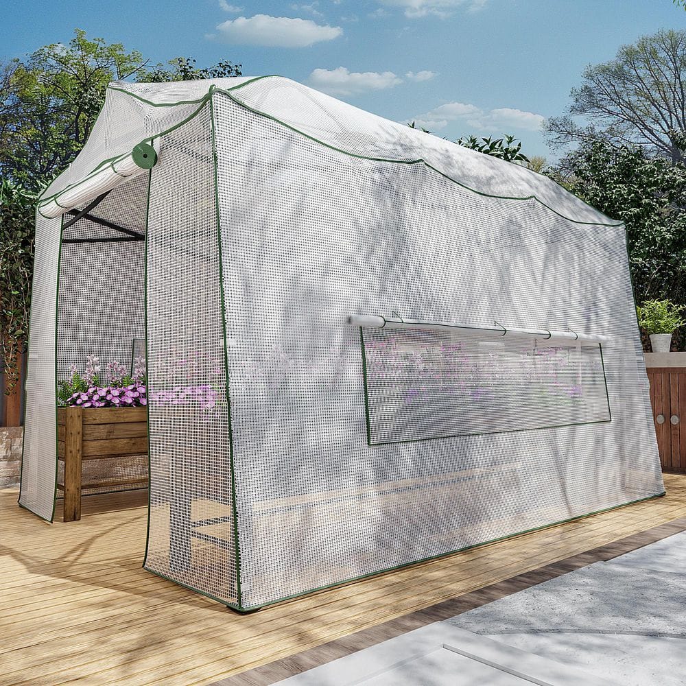 11.2 ft. x 8.5 ft. x 8 ft. Walk-in Greenhouse, Portable Pop-Up with Adjustable Heights and Durable PE Cover price history on PriceWatchPro