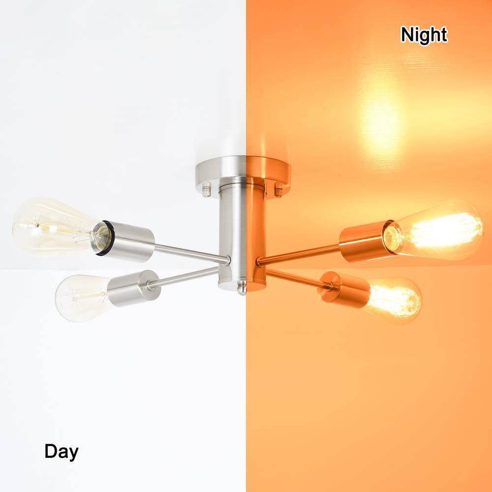 17.5'' Nickel 4-Light Linear Sputnik Ceiling Fixture