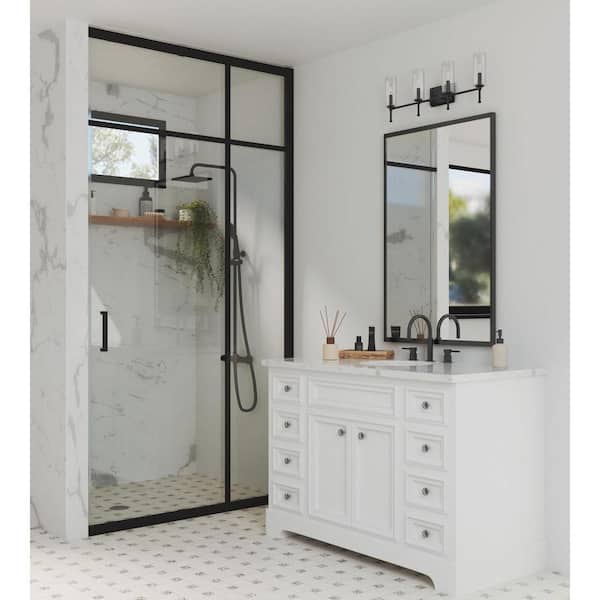 Elara 31.65 in. 4-Light Matte Black New Traditional Vanity Light with Clear Glass Shades for Bath and Vanity