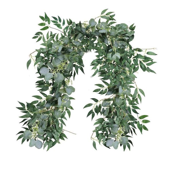 Unbranded 6 ft. Green Artificial Silver Dollar Eucalyptus Garland