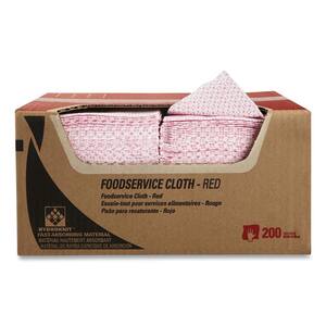 12.5 in. x 23.5 in., Foodservice Microfiber Cloth, Red, 200/Carton