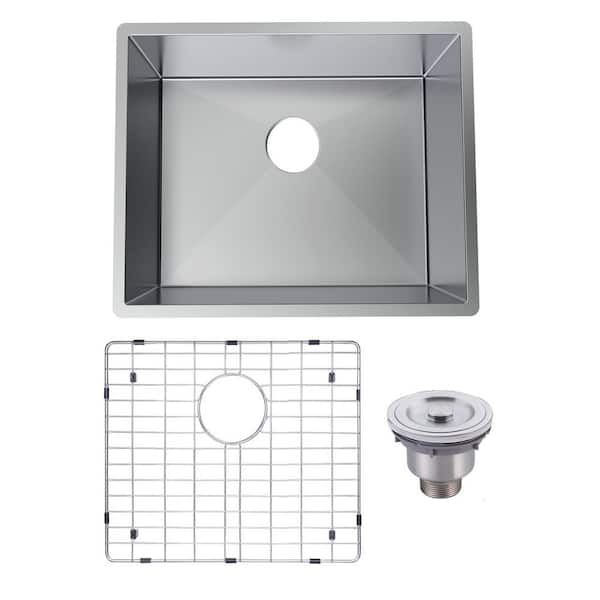 Maincraft Stainless Steel 18 Gauge 21-in Single Bowl Under-Mount Workstation Kitchen Sink with Grid and Strainer