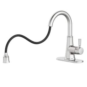 Melina Single-Handle Single-Hole Pull-Down Bathroom Faucet in Brushed Nickel