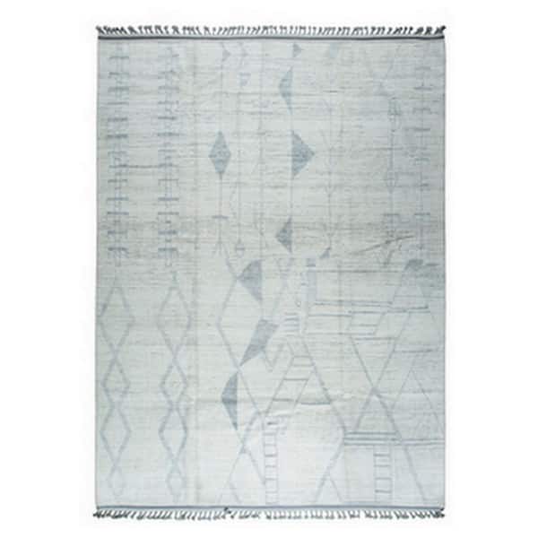 Ivory Contemporary Marrakech Hand-Knotted Wool Rug : Luxurious Handspun Area Rug for Stylish Home Dé, Area Rug