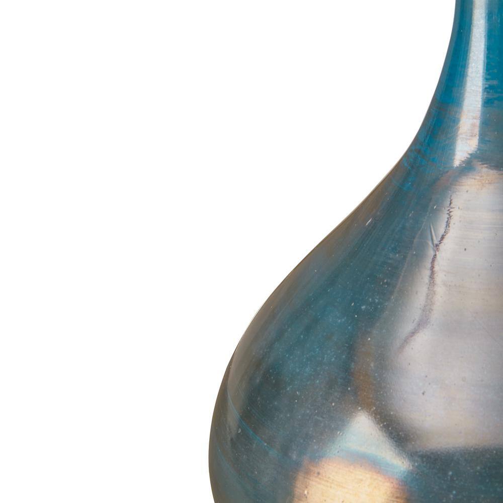 Aurora Blue and Bronze Polished Glass Vase Set of 3