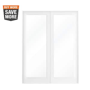 48 in. x 80 in. Craftsman Shaker 1-Lite Clear Glass Both Active MDF Solid Core Double Prehung French Door