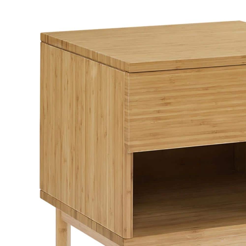 Caramelized Bamboo 1-Drawer Nightstand with Open Shelf