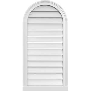 20 in. x 40 in. Round Top Surface Mount PVC Gable Vent: Functional with Brickmould Sill Frame