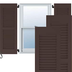 15-in W x 75-in H Americraft Two Equal Louver Exterior Real Wood Shutters (Per Pair), Raisin Brown