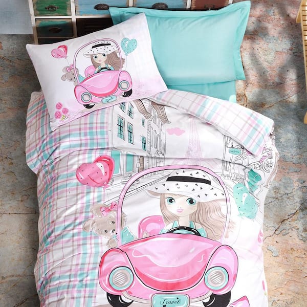 Sussexhome Pink Car Twin Size Duvet Cover Set, Hypoallergenic