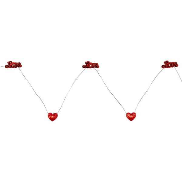 20-Count Red Valentine's Day Love and Heart LED Fairy Lights  6.25ft  Copper Wire