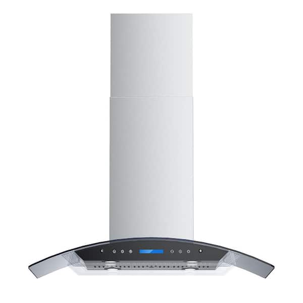 36 in. 900 CFM Ducted Island Range Hood with Remote, Touch Control LCD, Long-Term Warranty in Stainless Steel with Glass
