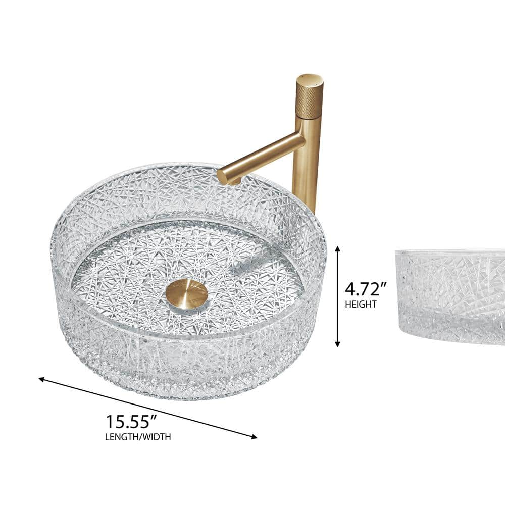 Stadium 16" Clear Tempered Glass Circular Vessel Sink