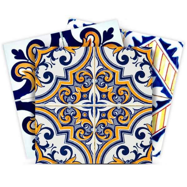 MI ALMA Blue and Yellow H404 7 in. x 7 in. Vinyl Peel and Stick Tile (24-Tiles, 8.17 sq. ft. / Pack)