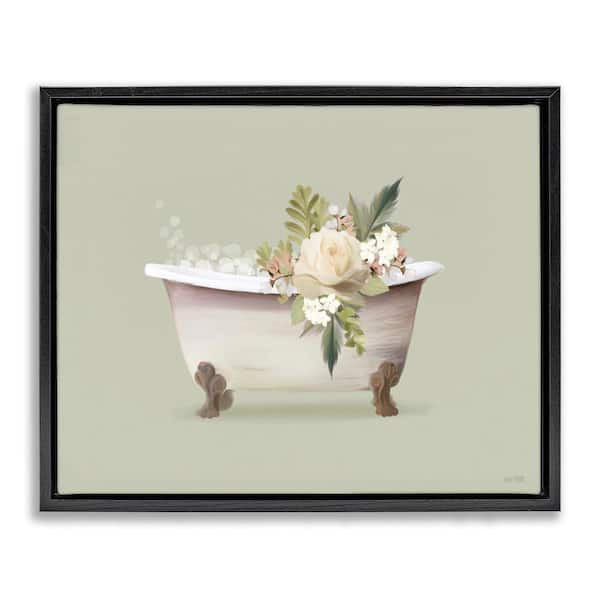 Stupell Industries Floral Rose Tub by House Fenway Black Floater Frame Nature Graphic Art Print 17 in. x 21 in.