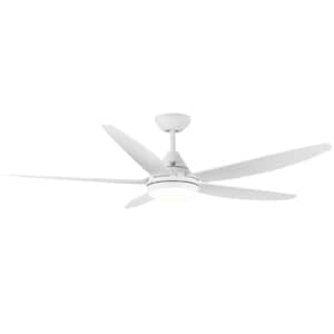 56 in. Integrated LED Indoor White Ceiling Fan Lighting with 5 White Blades