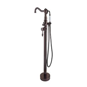 Single-Handle Classical Freestanding Bathtub Faucet with Hand Shower in Oil Rubbed Bronze