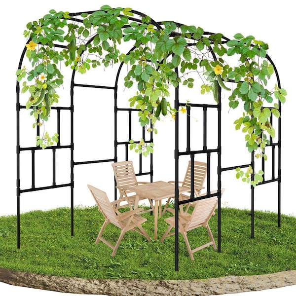 ABORON 118 in. L x 79 in. W x 87 in. H Extra Large Garden Trellis Steel Outdoor Garden Arch Trellis Plant Support for Cucumber