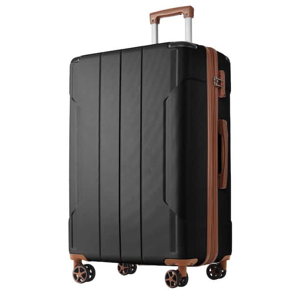 Polibi 21.5. Black Brown Hardshell Luggage Spinner Suitcase with TSA Lock Light-Weight (Single Luggage)