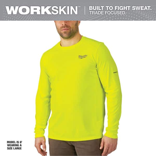 Milwaukee Men's Large Hi-Vis GEN II WORKSKIN Light Weight Performance Long-Sleeve  T-Shirt 415HV-L - The Home Depot