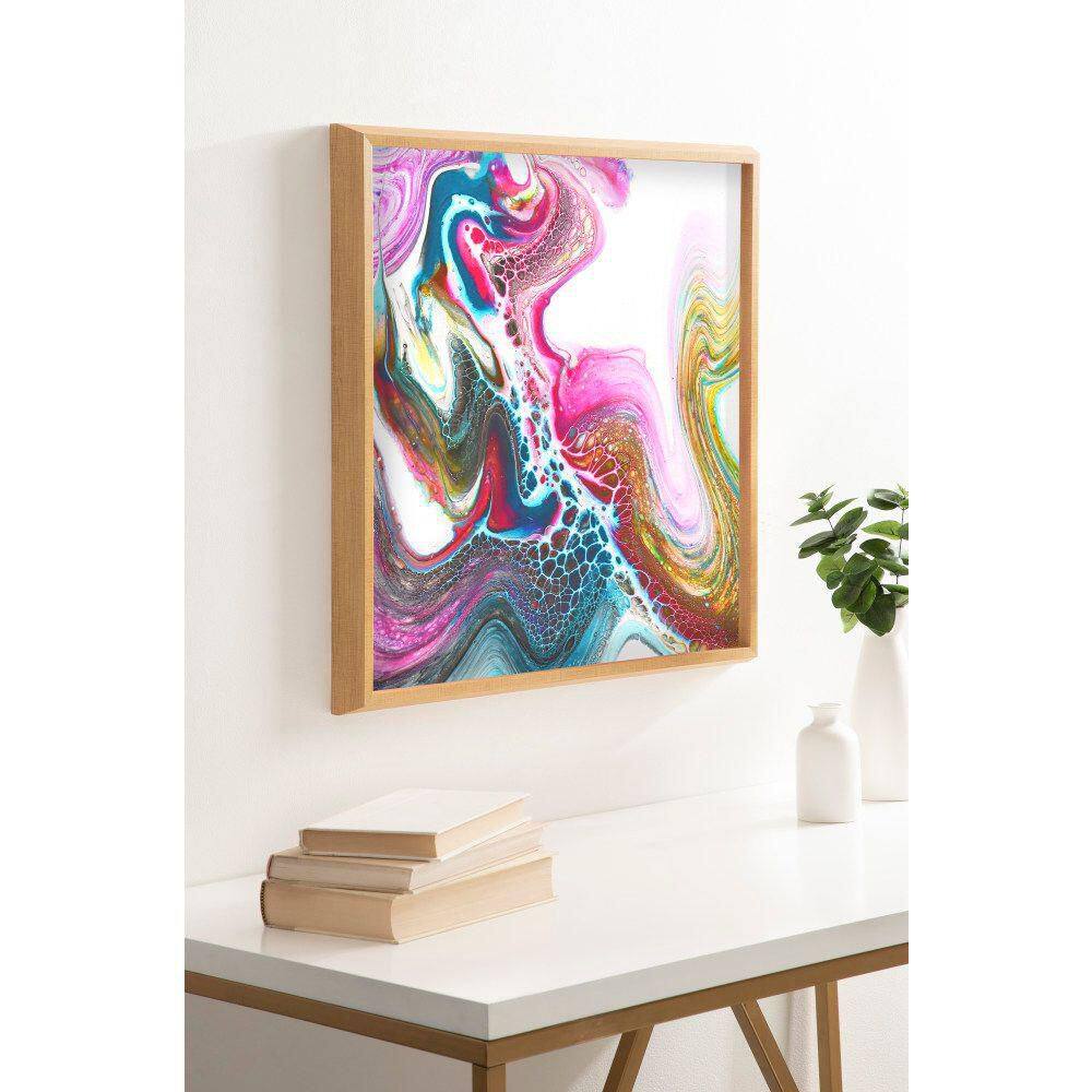 Colorful Abstract Acrylic Print on Canvas with Natural Frame, 24x24