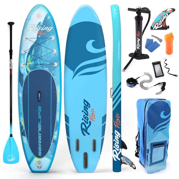 Misopily Wide Non-Slip 126 in. Beach Blue PVC Inflatable Paddleboard with Accessories