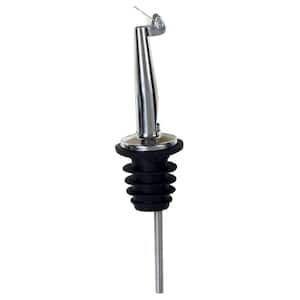 Metal Pourers, Tapered Spout & Hinged Cap, Black Plastic Stopper