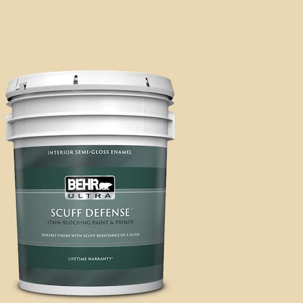 BEHR ULTRA 5 gal. #ICC-93 Champagne Gold Extra Durable Semi-Gloss Enamel Interior Paint & Primer