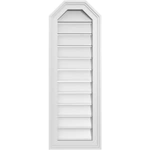 12 in. x 34 in. Octagonal Top Surface Mount PVC Gable Vent: Functional with Brickmould Frame