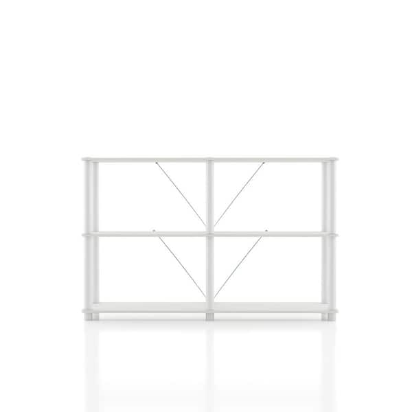 Quincy 30.1 in. Tall White Engineered Wood Wide 6-Shelf Modular Bookcase With Support Rods