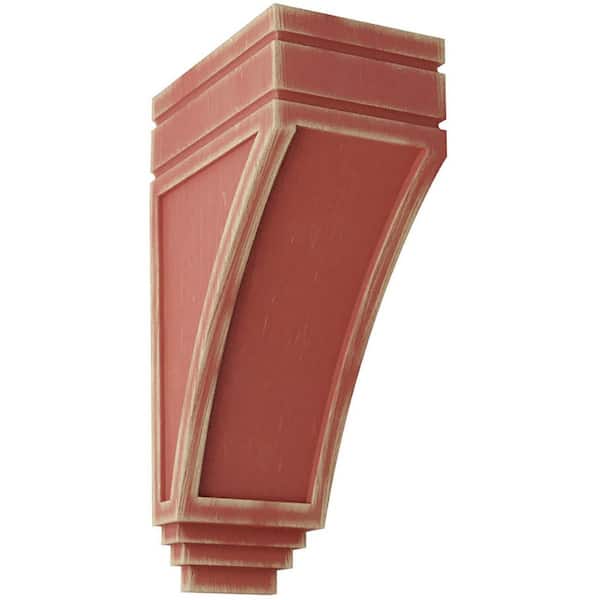 Ekena Millwork 5 in. x 14 in. x 7-3/4 in. Salvage Red Large San Juan Wood Vintage Decor Corbel