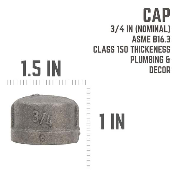 STZ Fitting Black Iron Cap 3/4 Inch