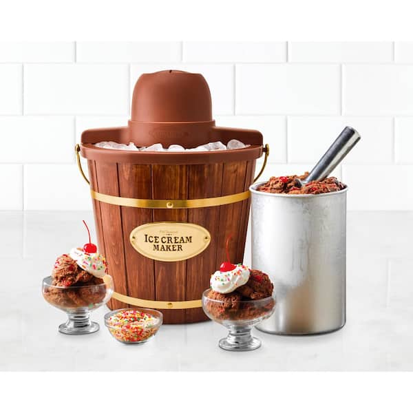 Nostalgia 4-Quart Electric Wood Bucket Ice Cream Maker - 9469004