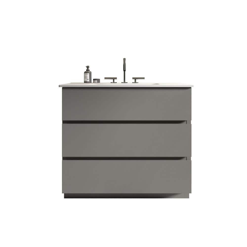 36 in. Freestanding Gray Bath Vanity with White Engineered Stone Top Pre-assembled price history on PriceWatchPro