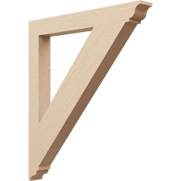 Ekena Millwork 3.5 in. x 36 in. x 32 in. Traditional Traditional Rough Cedar Woodgrain Timberthane Polyurethane Bracket, Primed Tan